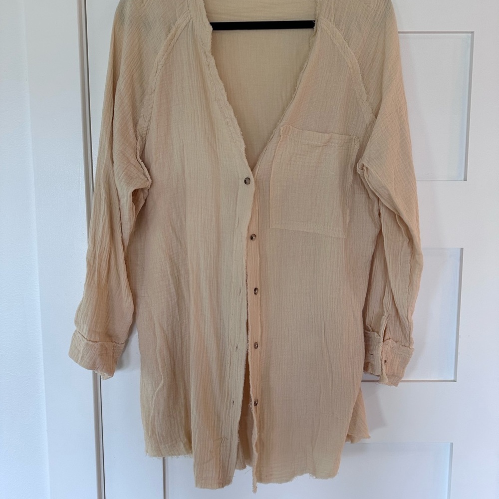 Beige Button-Up Shirt